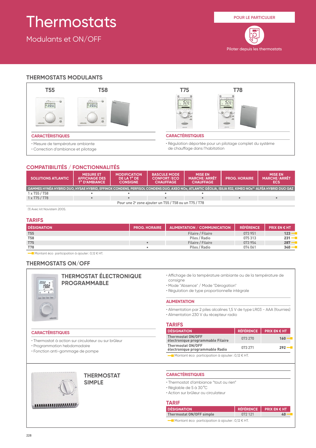 ATLANTIC PAC ET CHAUDIERE - Pack Thermostats Cozytouch NB A.I. Navilink A59  Noir et Blanc et Bridge Cozytouch Réf. 501003
